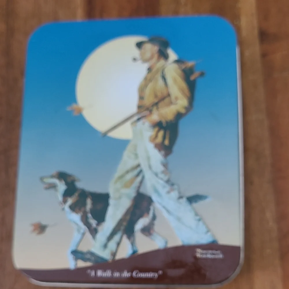 Norman Rockwell Tin Box With Mens Wallet